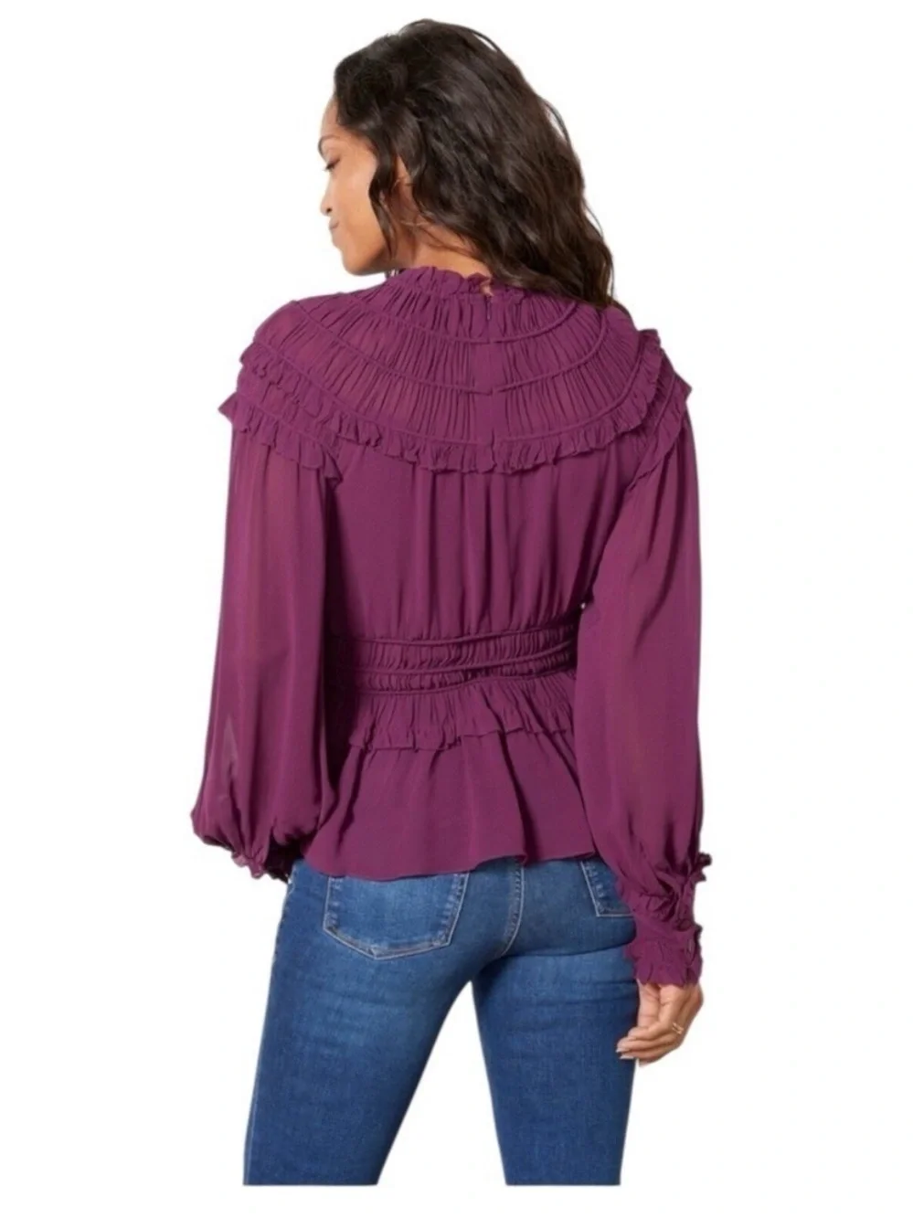 FARM Rio Purple Ruffle Peplum Blouse - Picture 6 of 16
